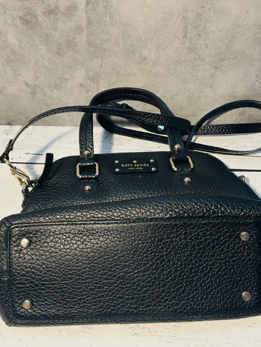 kate spade Black Pebbled Leather Satchel with Crossbody Strap - Picture 7 of 15